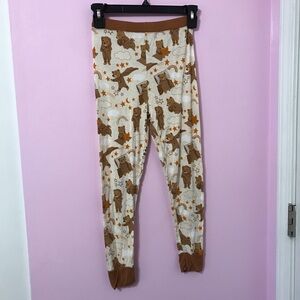 Little Sleepies Brown and White Bear Beary sleepy kids Pajama pants size 9/10